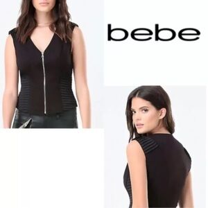 Bebe Black Kirstie Pintuck Vest